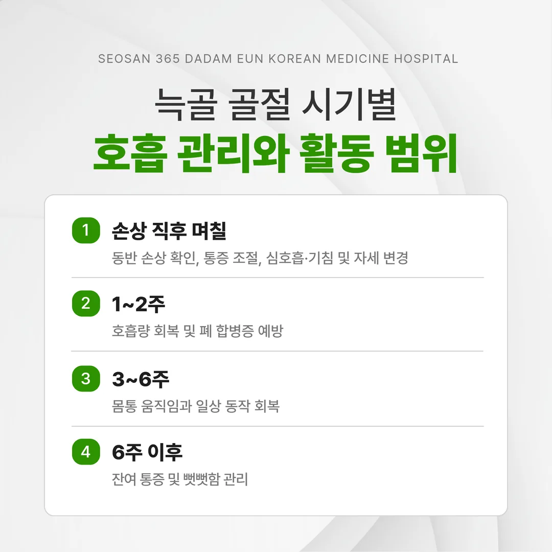 늑골 골절 시기별 호흡 관리와 활동 범위 타임라인