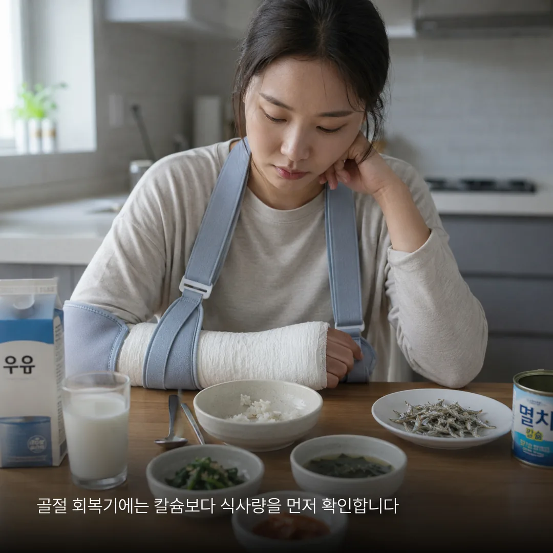 골절 회복기에 식사량이 줄어든 환자의 식탁