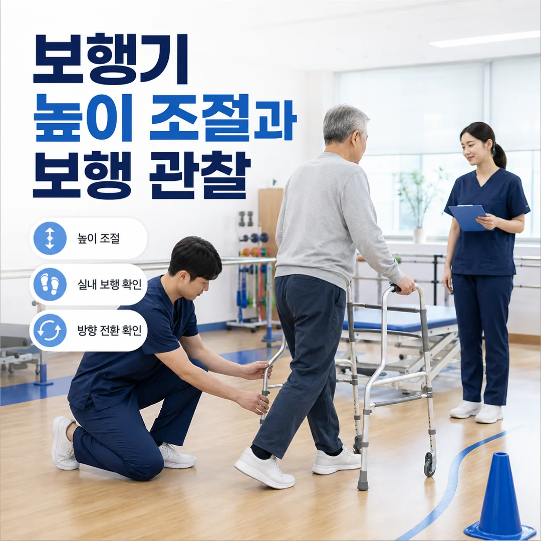 보행 재활에서 보행기 높이 조절과 보행 관찰