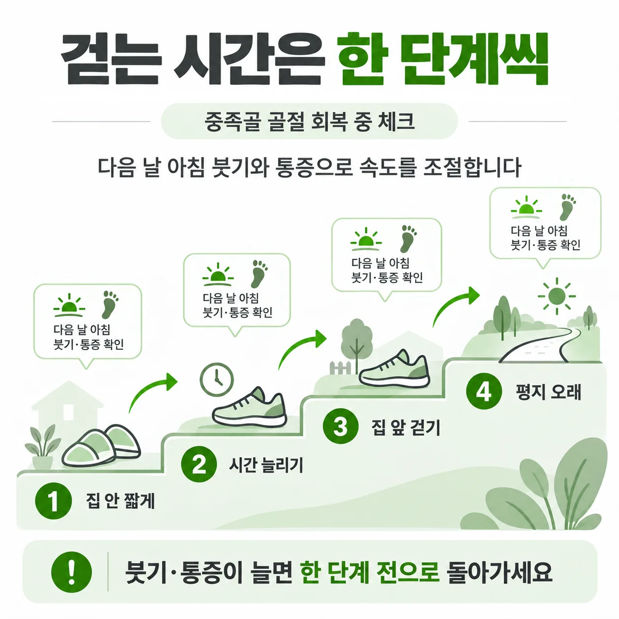 다섯 개의 중족골 위치와 새끼발가락 쪽 다섯째 중족골의 뿌리 쪽과 가운데 부분을 표시한 발등뼈 도식